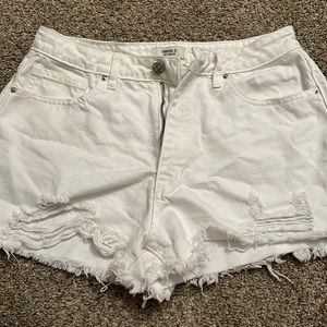 White denim shorts